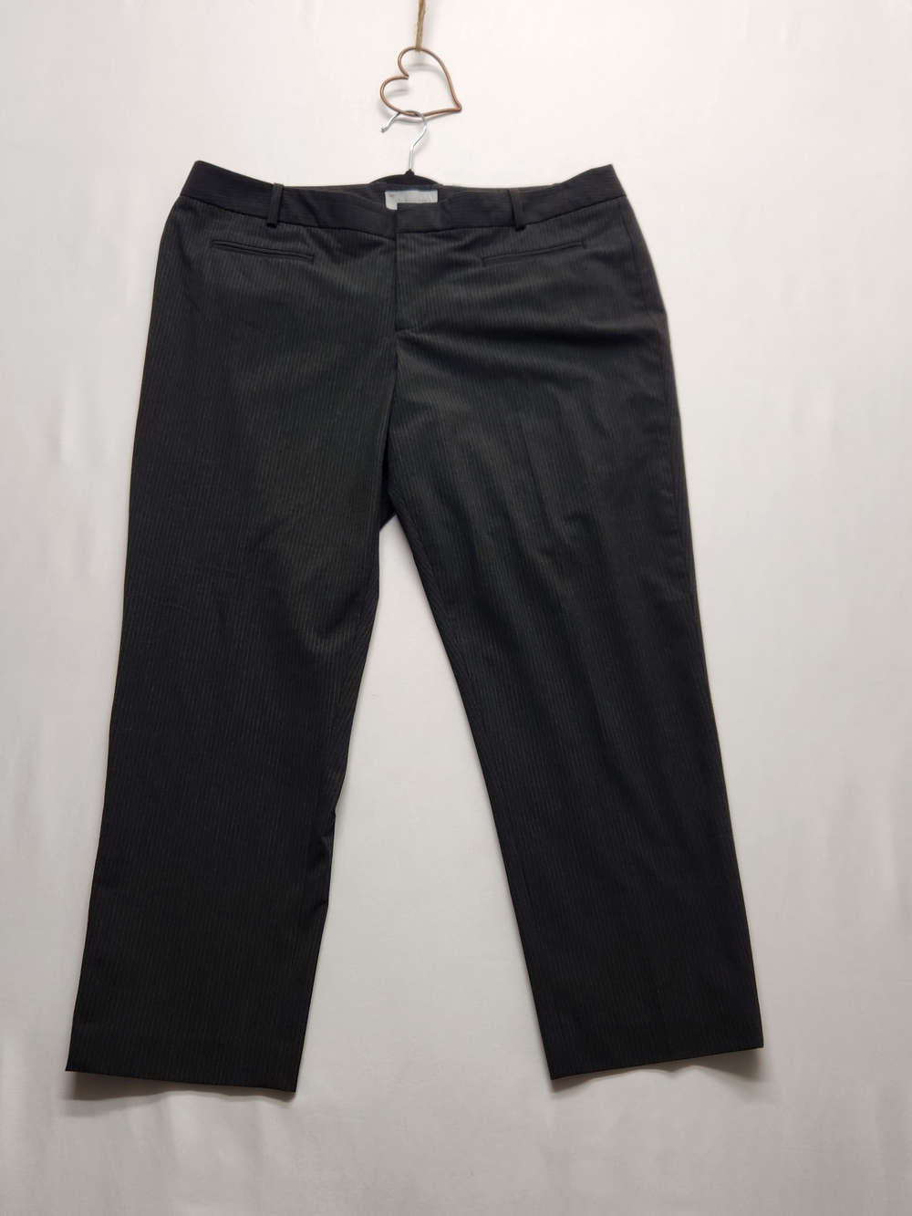 ⭐️GAP Slim Cropped Pinstripe Dress Pants Charcoal Gray Ankle Trousers Size 16R